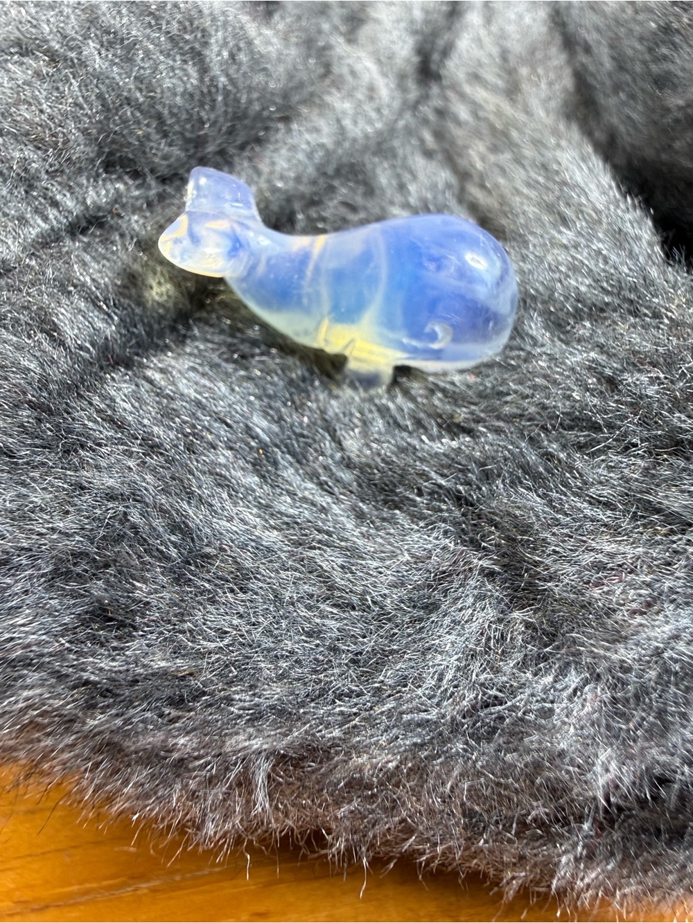 Blue Opalescent Glass Dolphin Figurine